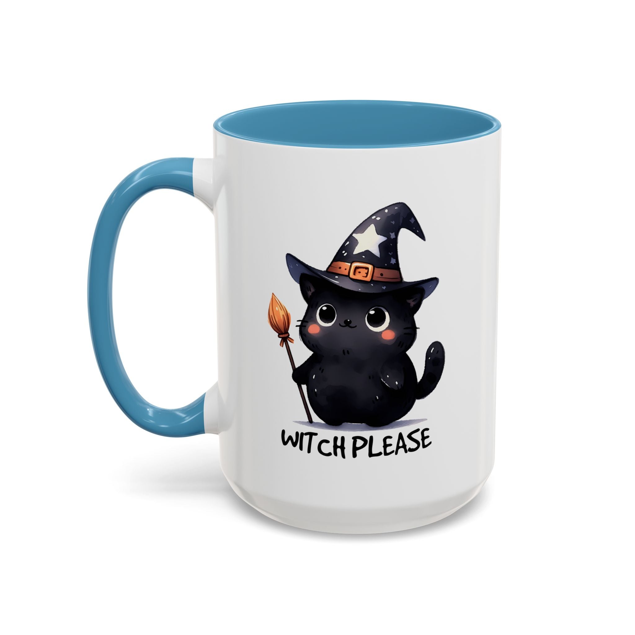 Cute Witch Cat Coffee Mug - Perfect for Halloween, Cat Lover Gift, Witch Please Design, Black Cat Mug, Cozy Drinkware