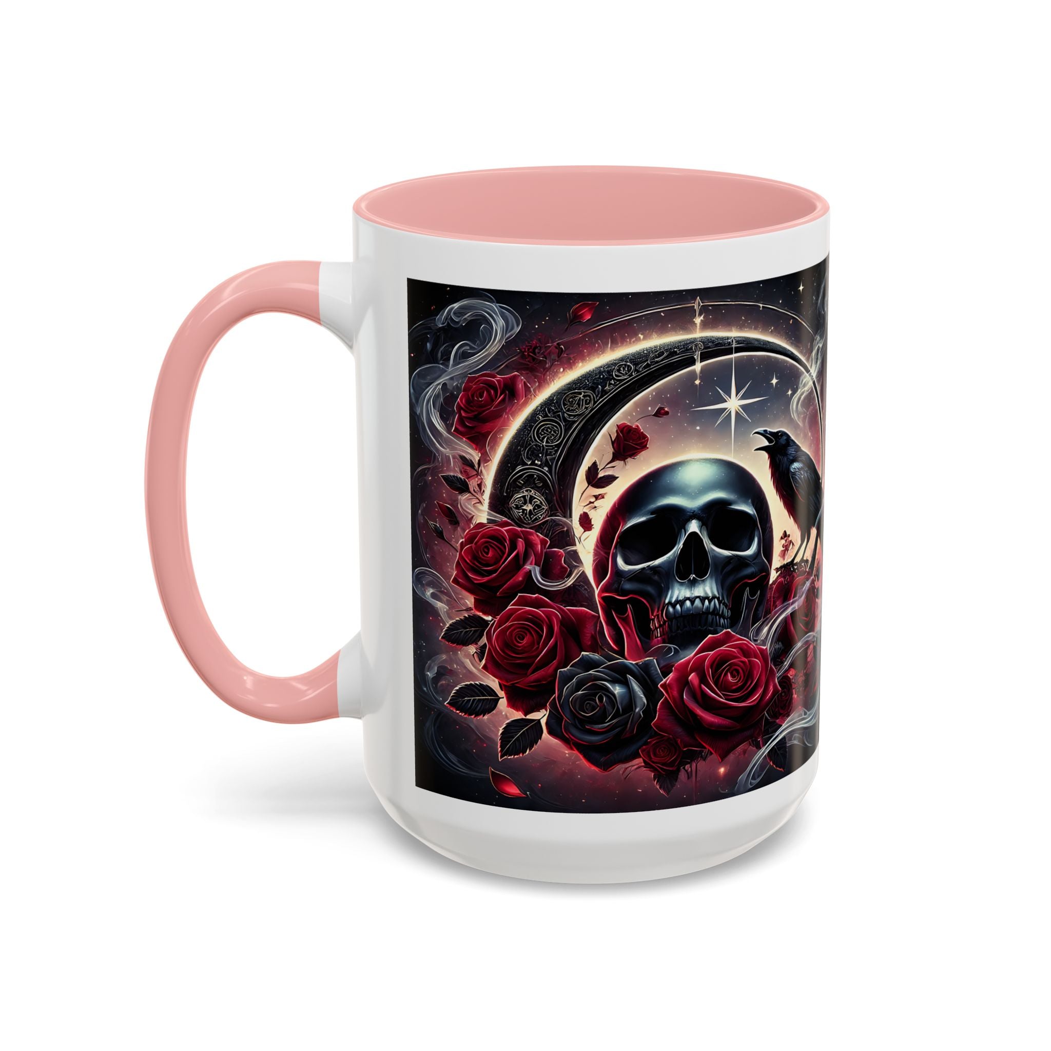 Skull & Raven Accent Coffee Mug — Gothic Roses 11/15oz