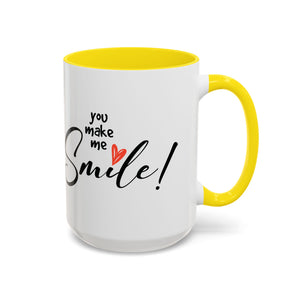 Inspirational Accent Coffee Mug - "You Make Me Smile!" - Perfect Gift for Friends & Family