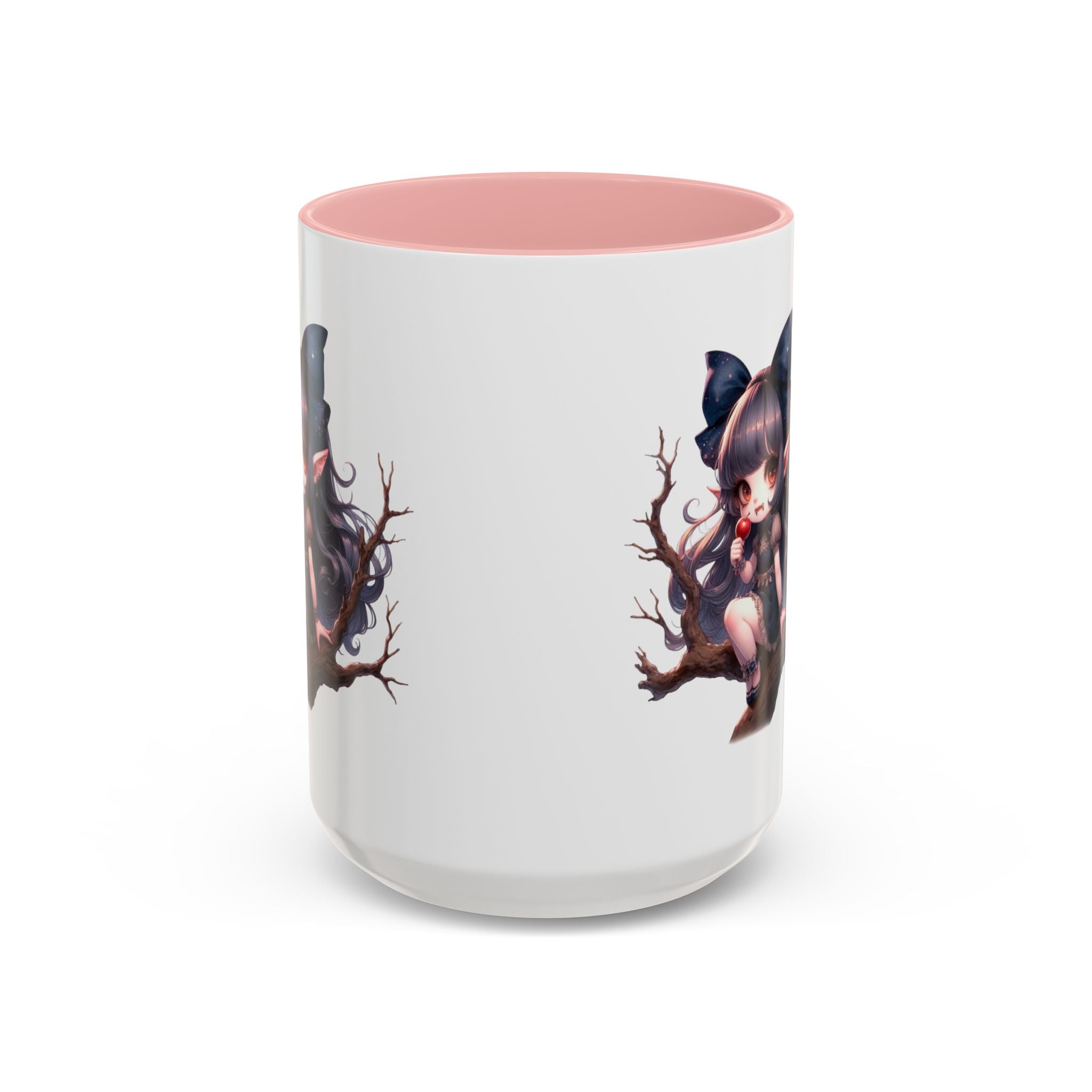 gothic vampire girl in tree horror art Accent Coffee Mug (11, 15oz) png16