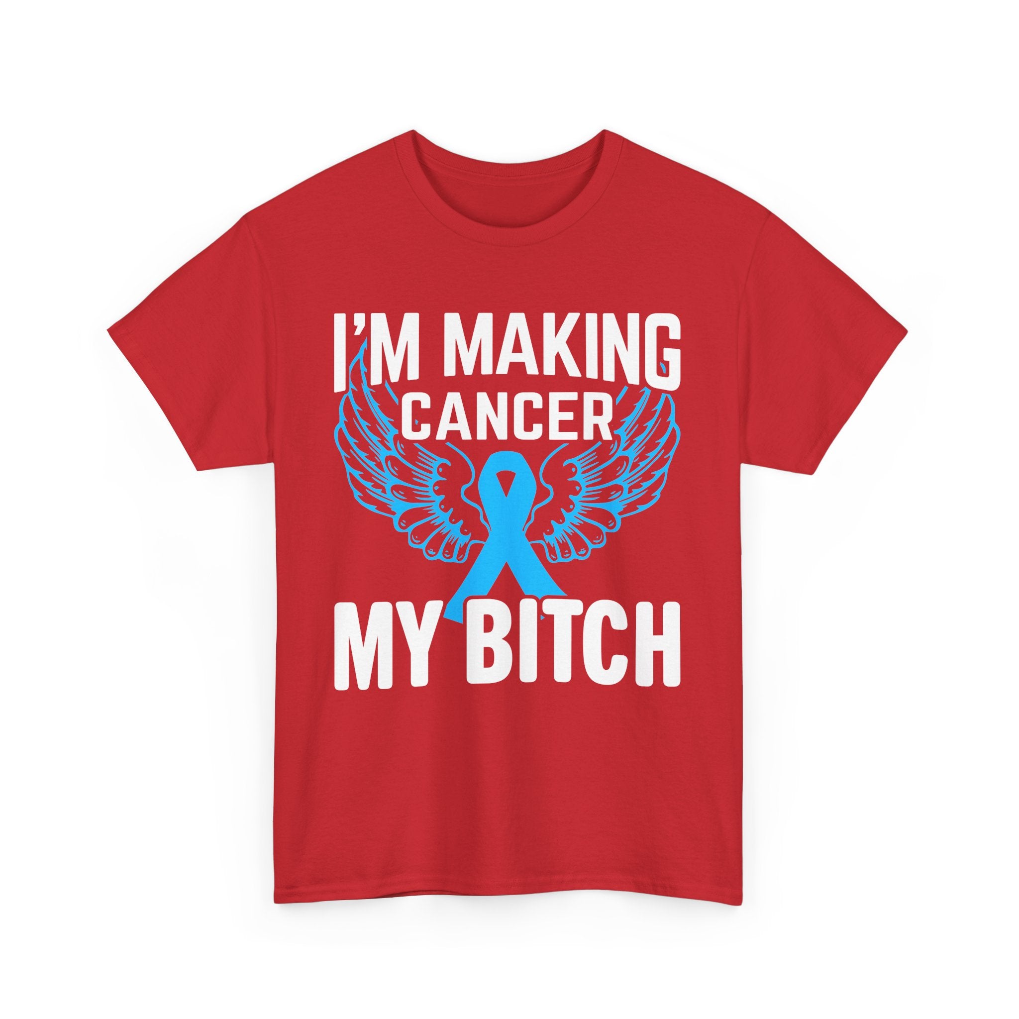 Angel Wings cancer Awareness Tee, Unisex Cotton Shirt for Support, Gift for Advocates, Fundraising Event Wear, Blue Ribbon Merchandise