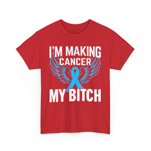 Angel Wings cancer Awareness Tee, Unisex Cotton Shirt for Support, Gift for Advocates, Fundraising Event Wear, Blue Ribbon Merchandise