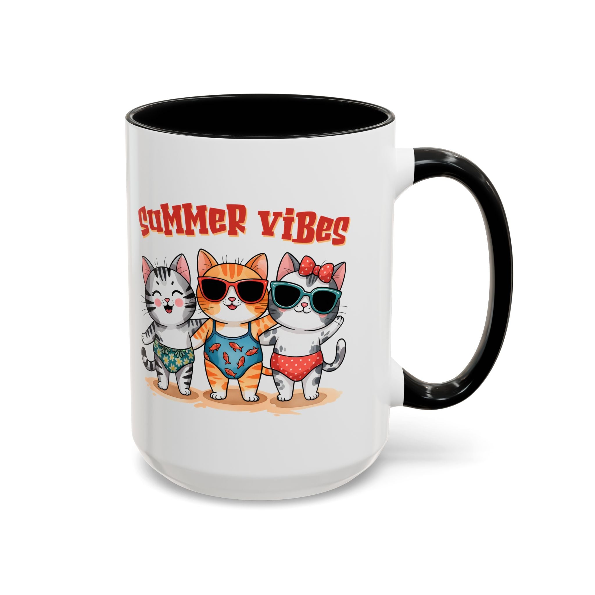 Summer Vibes Cat Coffee Mug - Fun Accent Mug for Cat Lovers