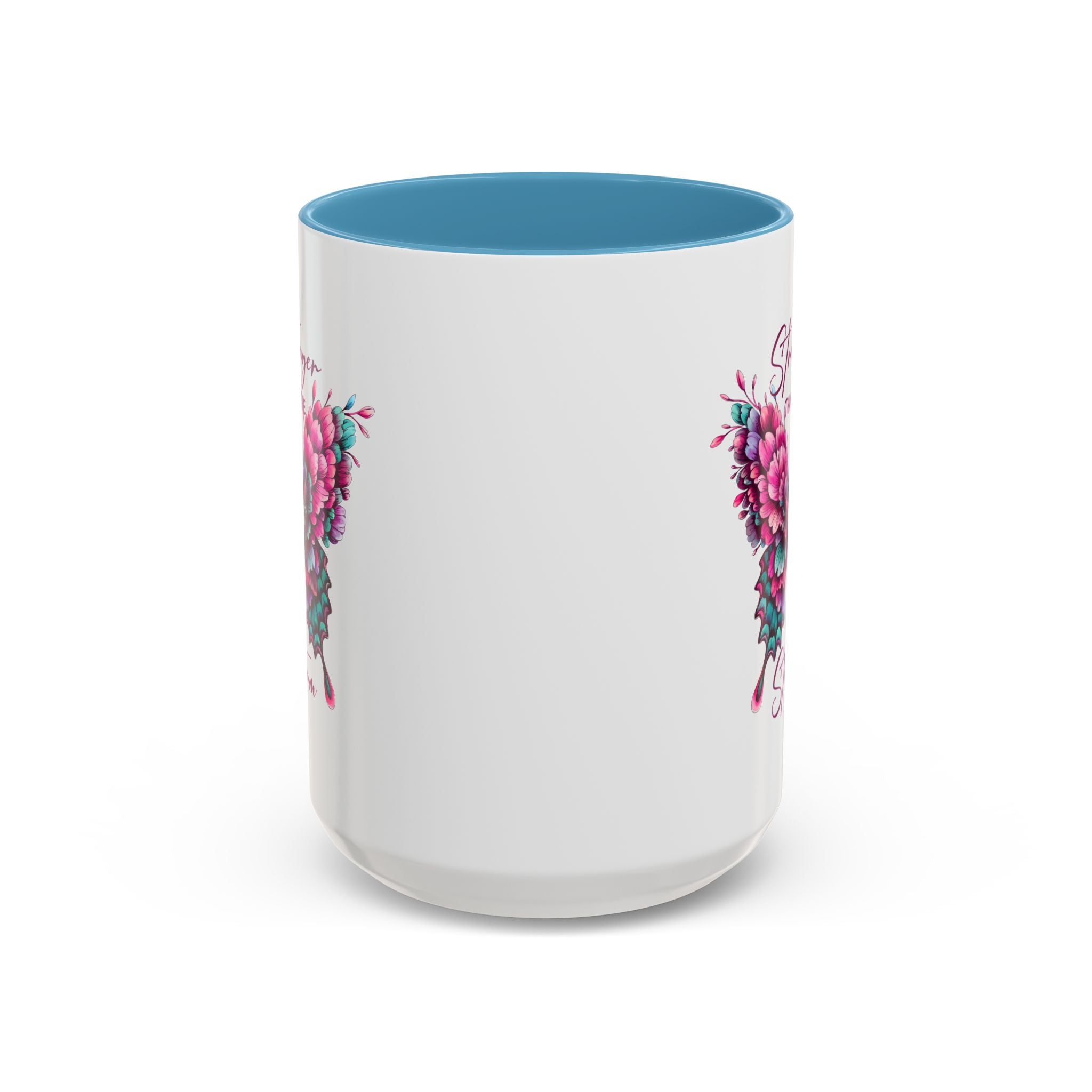 Stronger Than The Storm Accent Coffee Mug - Inspirational Butterfly Design