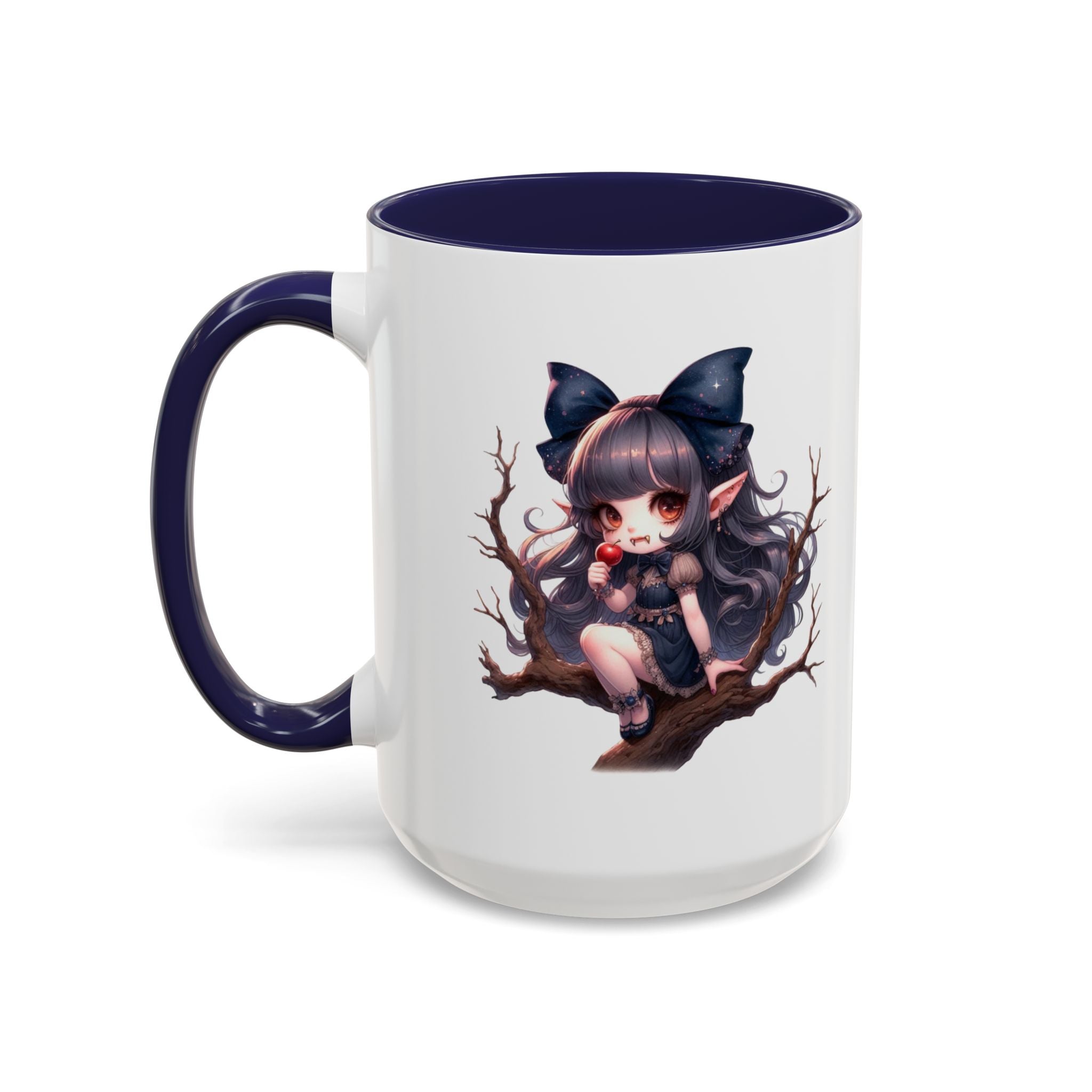 gothic vampire girl in tree horror art Accent Coffee Mug (11, 15oz) png16