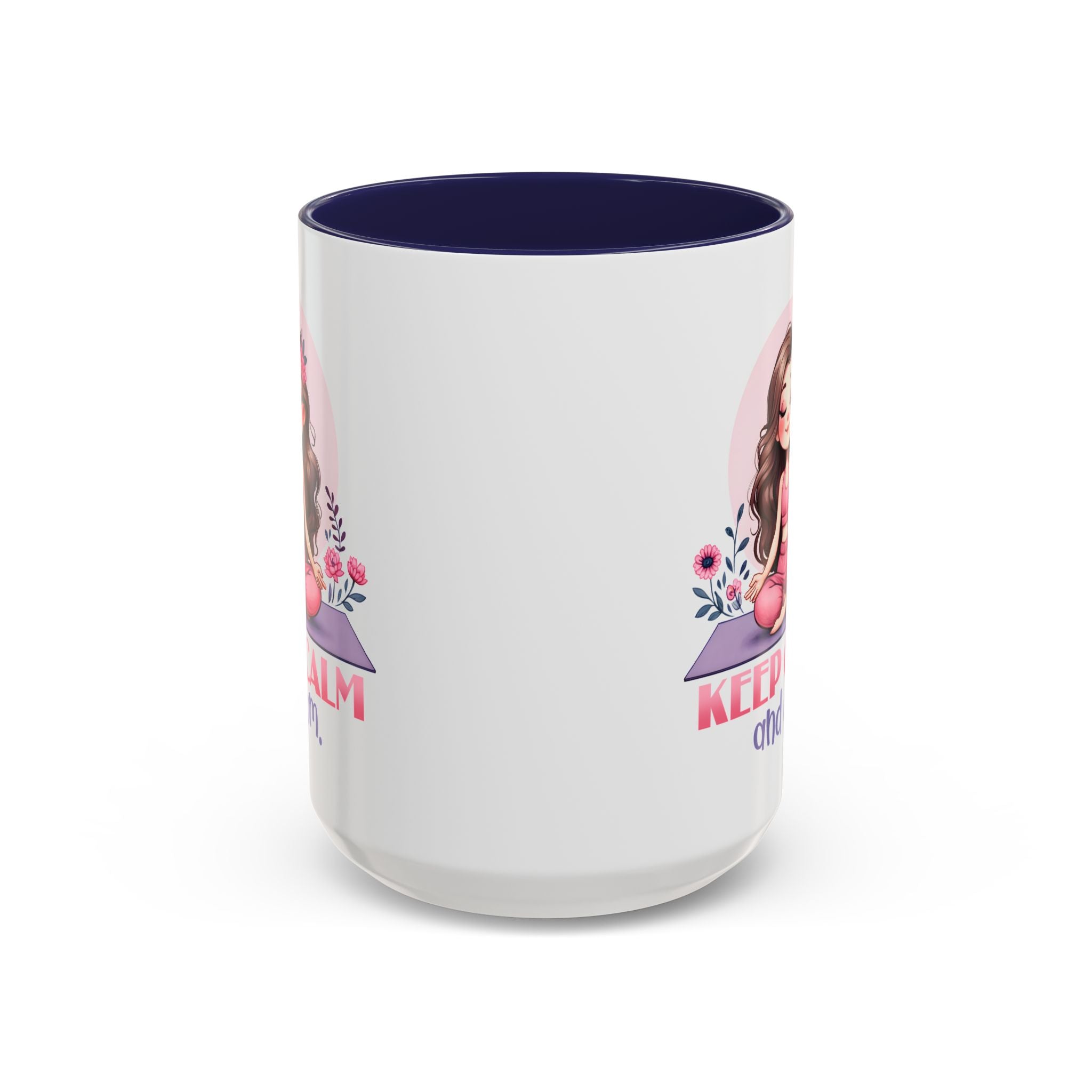 Relaxing Yoga Coffee Mug, Keep Calm and Om Mug, Inspirational Gift, Meditation Mug, Self-Care Coffee Cup, Yoga Lover's Gift