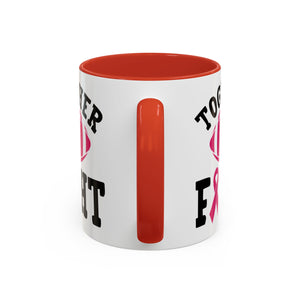 Together We Fight Pink Ribbon Coffee Mug, Support Breast Cancer Awareness, Gift for Survivors, Football Lovers, Empowerment