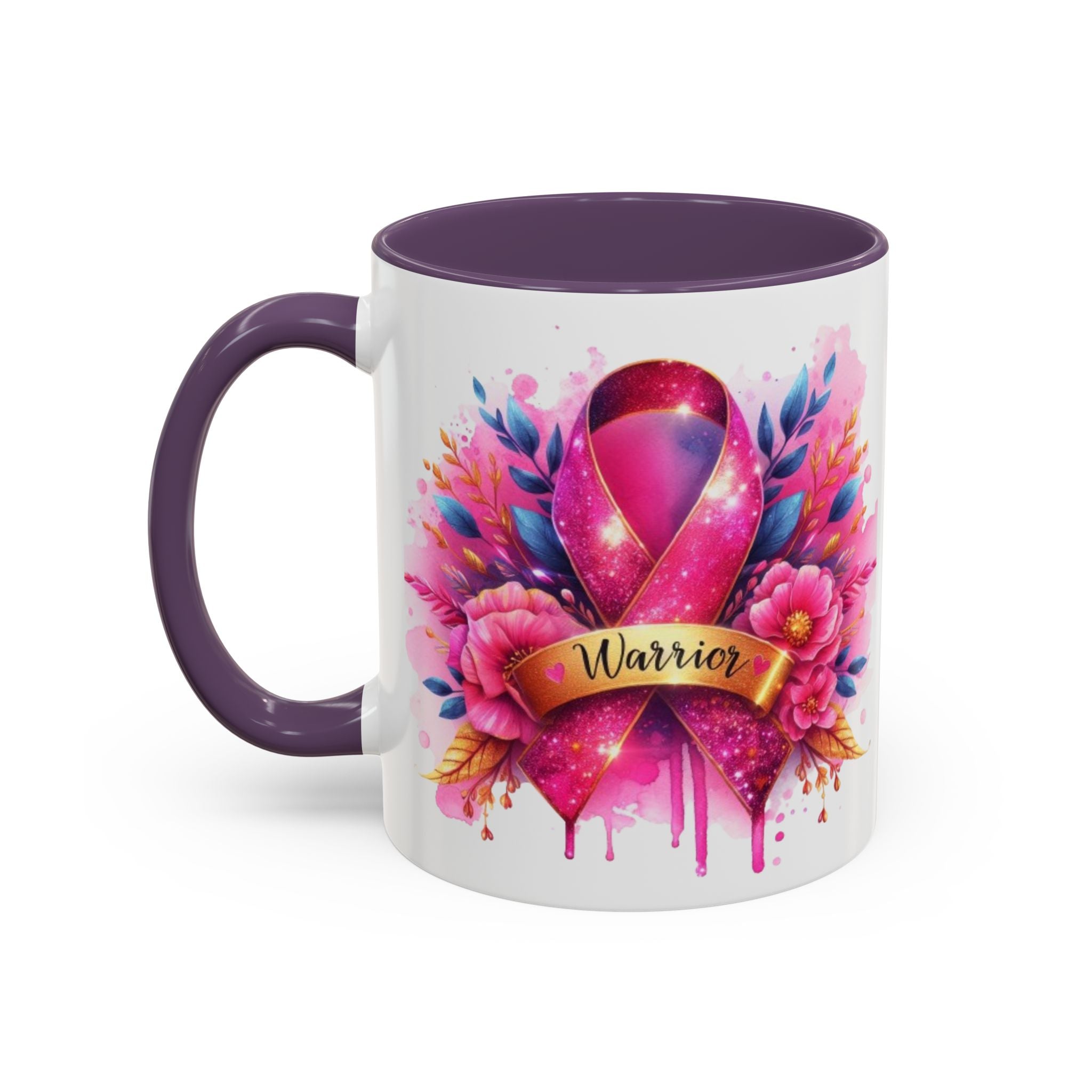 Inspirational Warrior Coffee Mug - Floral Design, Encouragement Gift, Cancer Awareness, Motivational Cup, Supportive Drinkware