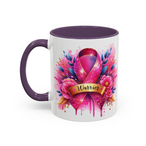 Inspirational Warrior Coffee Mug - Floral Design, Encouragement Gift, Cancer Awareness, Motivational Cup, Supportive Drinkware