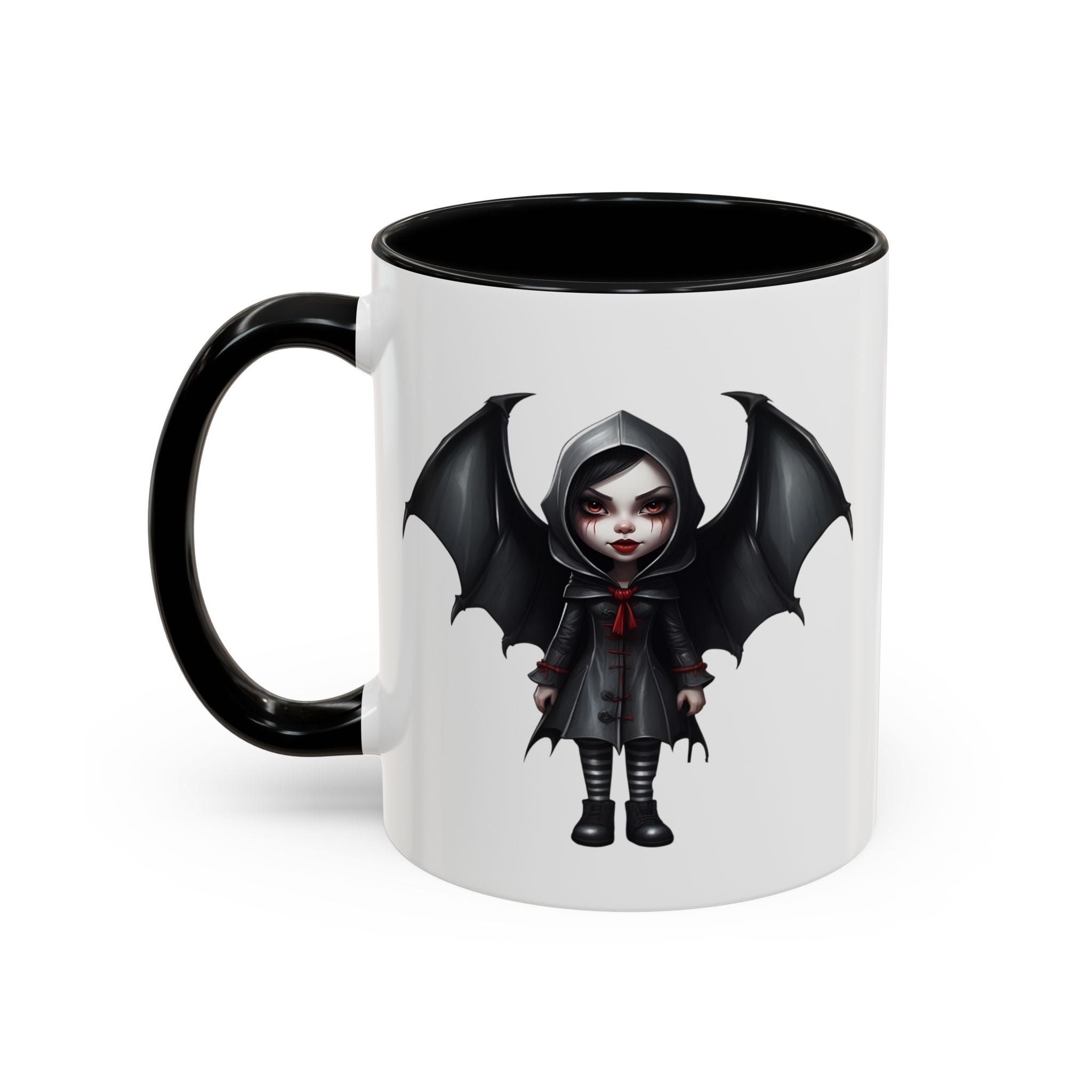gothic vampire girl with wings horror art Accent Coffee Mug (11, 15oz) vamp14