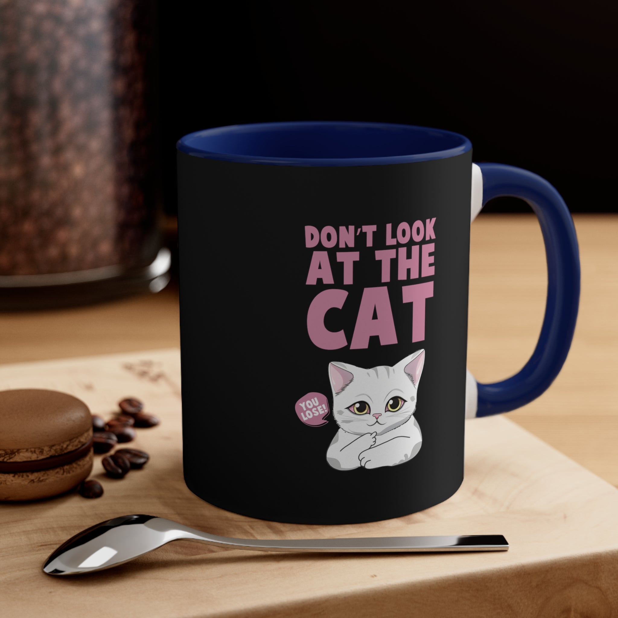 funny don't look at the cat Accent Coffee Mug, 11oz animal lovers gift