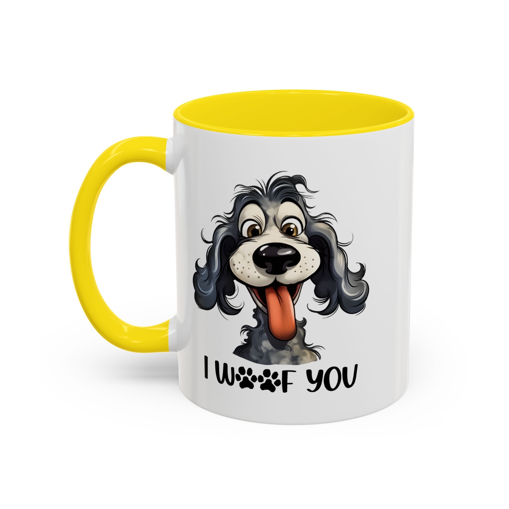 Dog Lover's Accent Coffee Mug - I Woof You, Pet Gift, Animal Lover Cup, Dog Mom Mug, Cute Dog Design, Fun Coffee Cup