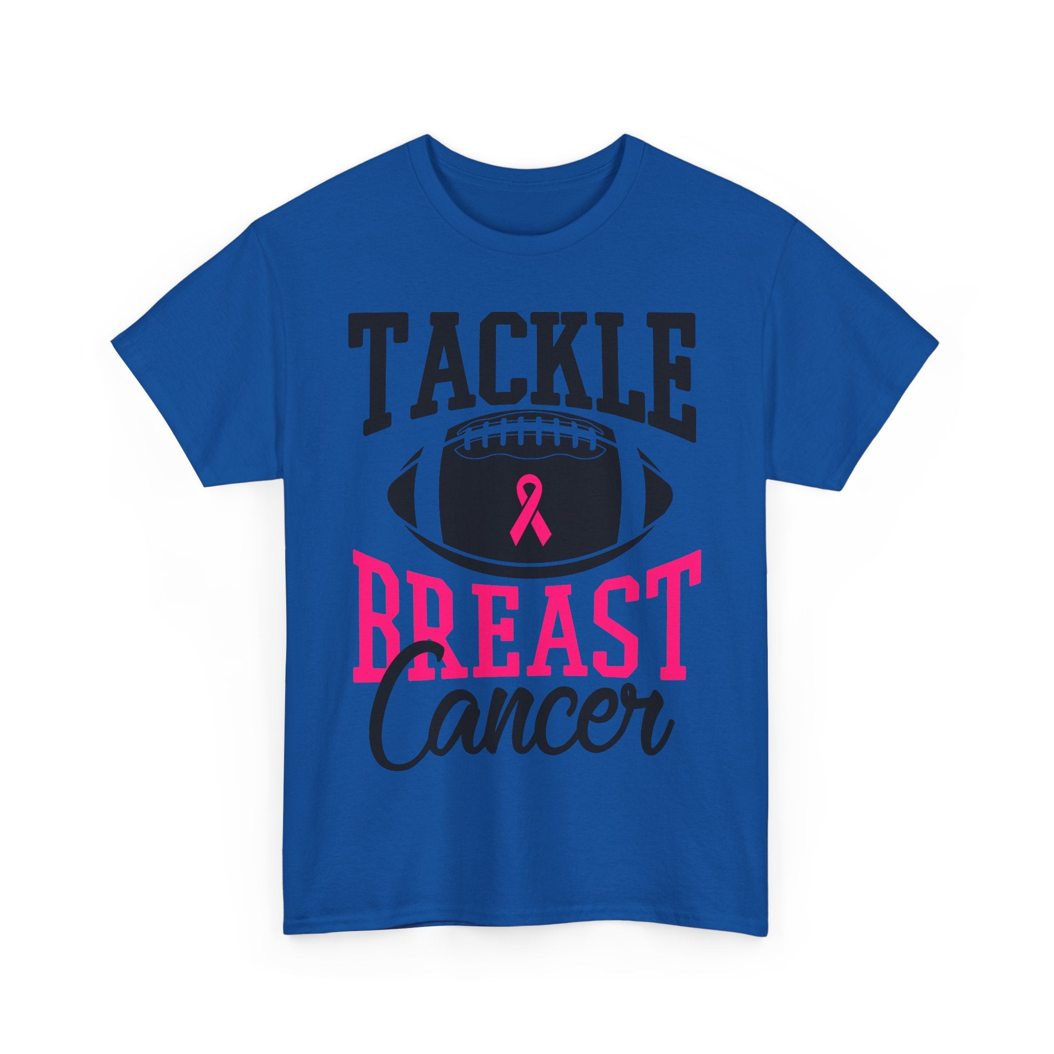 Unisex Heavy Cotton Tee - Tackle Breast Cancer Awareness Shirt, Football Support Tee, Gift for Cancer Fighters, Sports Fundraiser Shirt