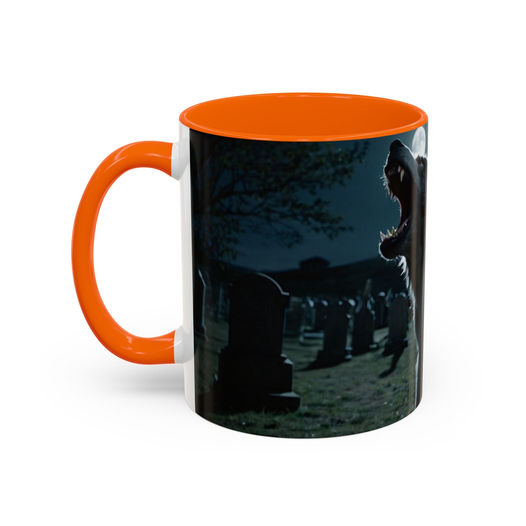 halloween werewolf in graveyard Howling Wolf Accent Coffee Mug - 11 & 15oz
