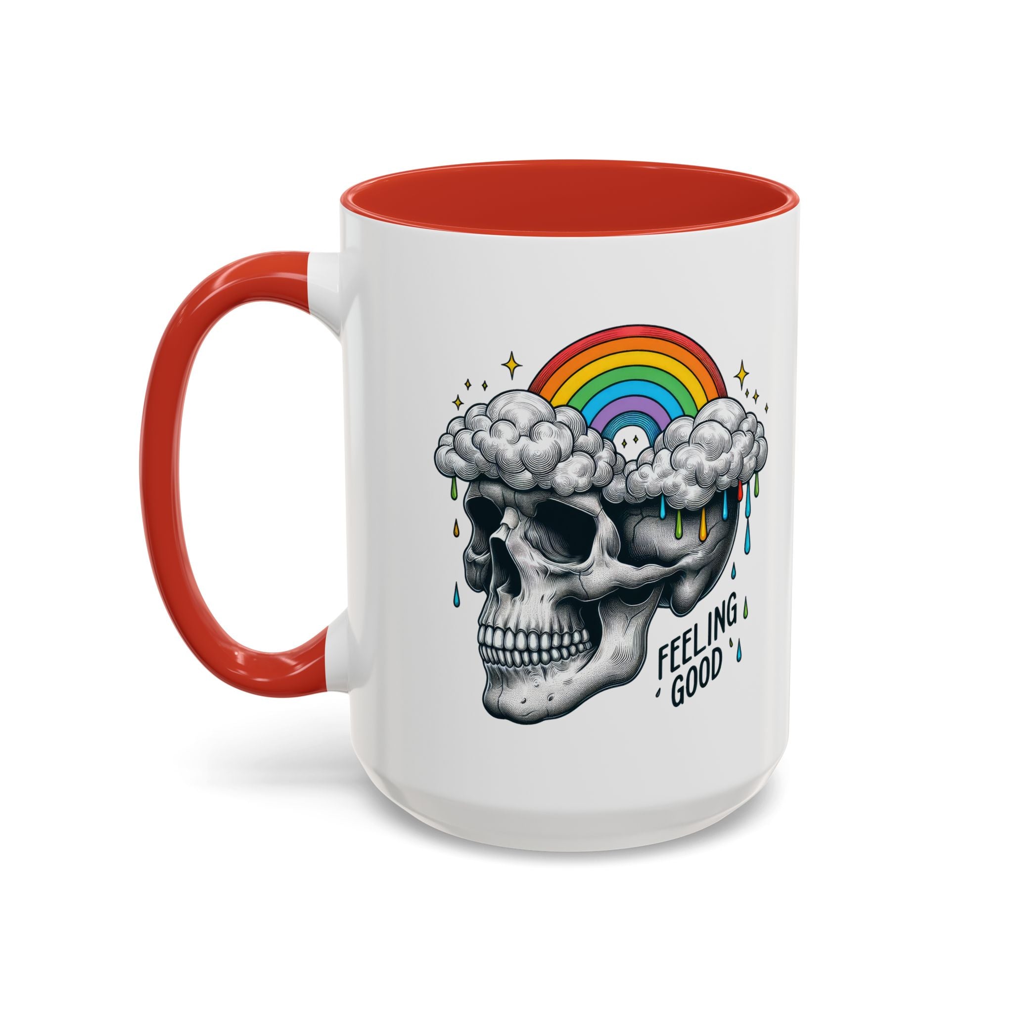 Skull Rainbow Coffee Mug, Unique Gift for Coffee Lovers, Halloween Decor, Daily Motivation Mug, Fun Skull Design