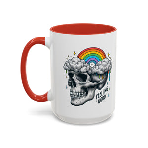 Skull Rainbow Coffee Mug, Unique Gift for Coffee Lovers, Halloween Decor, Daily Motivation Mug, Fun Skull Design