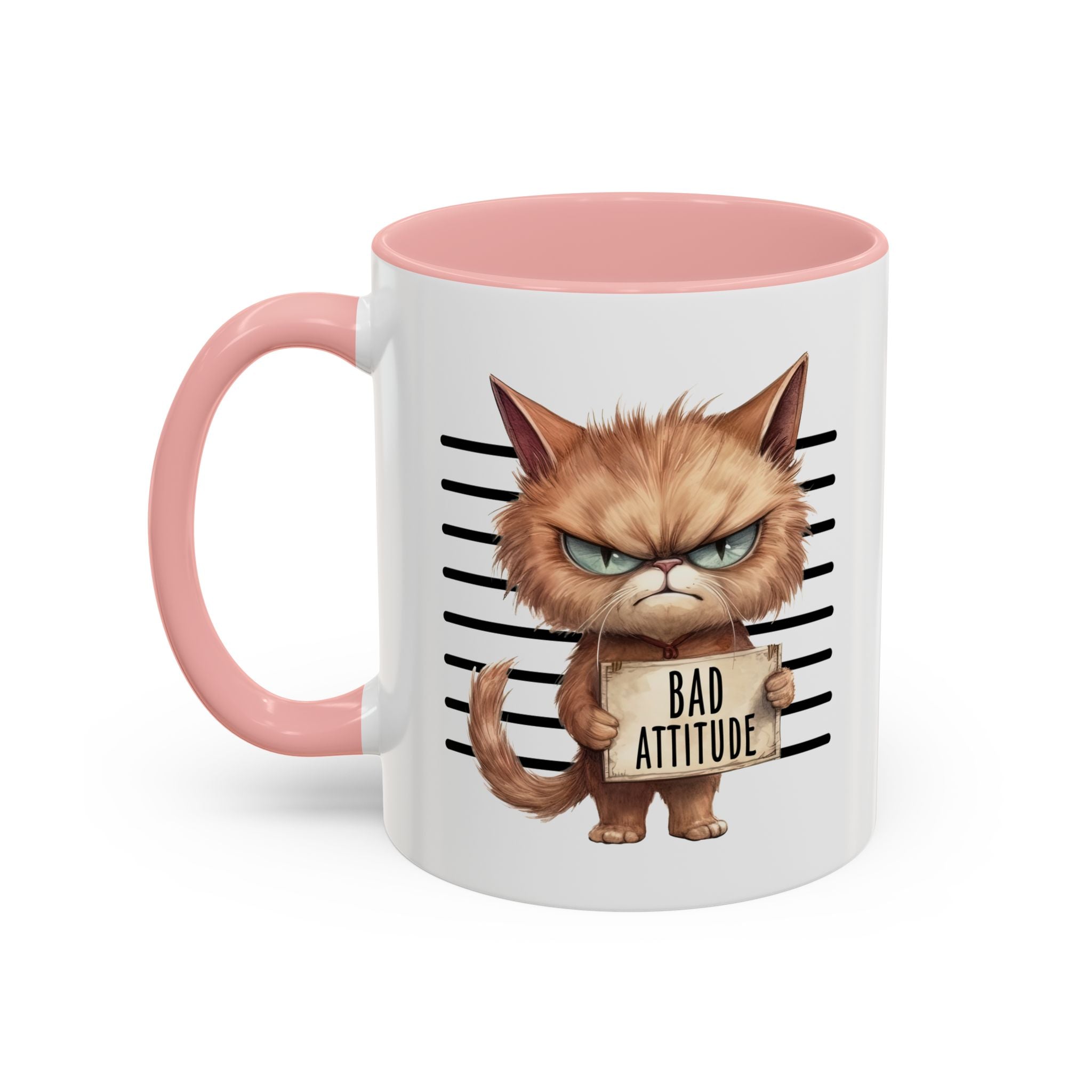 Funny cat bad attitude Accent Coffee Mug, 11oz animal lover gift