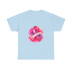 Empowering Cancer Awareness Tee - She is Strong, Support Shirt, Gift for Survivors, Pink Ribbon Apparel, Breast Cancer Awareness