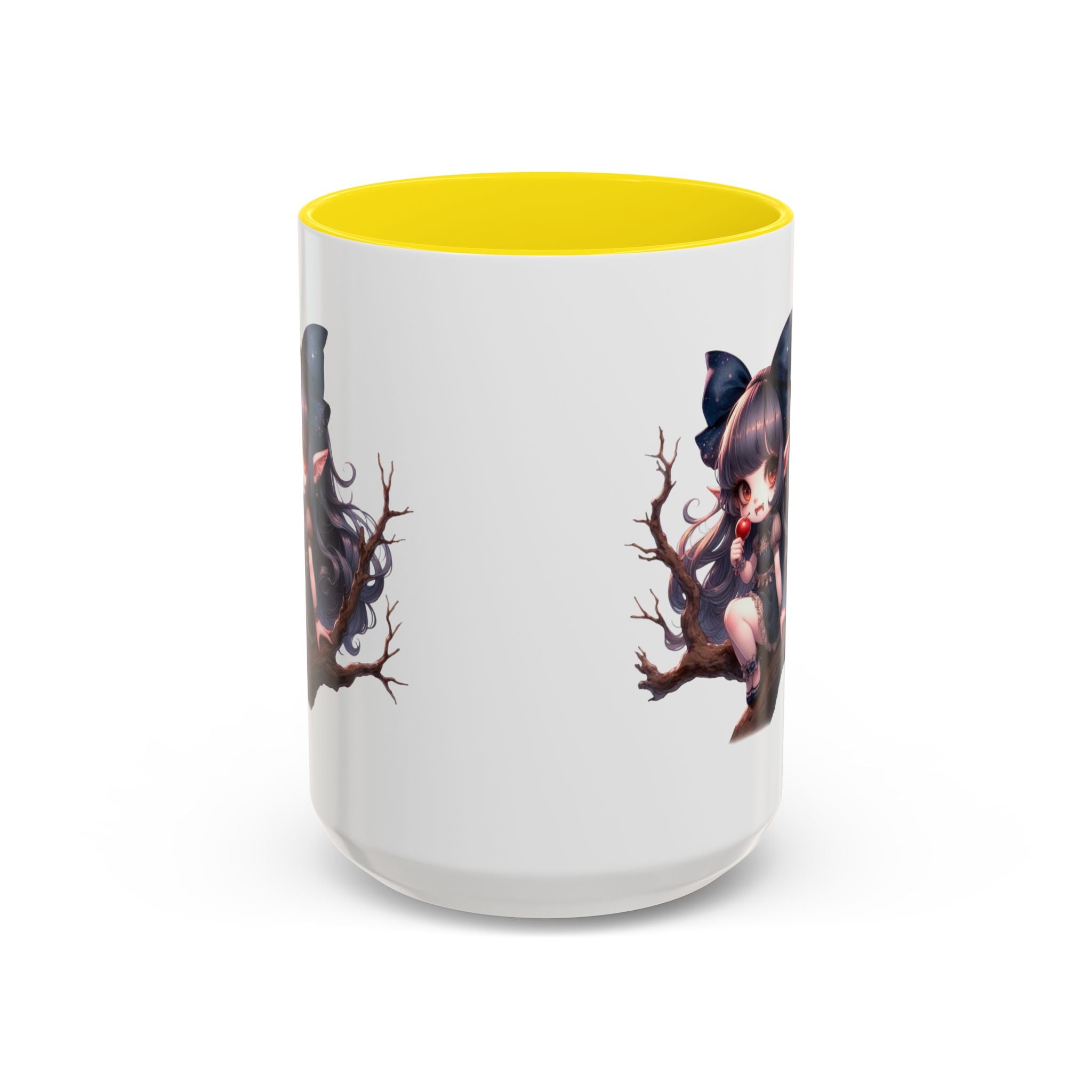 gothic vampire girl in tree horror art Accent Coffee Mug (11, 15oz) png16