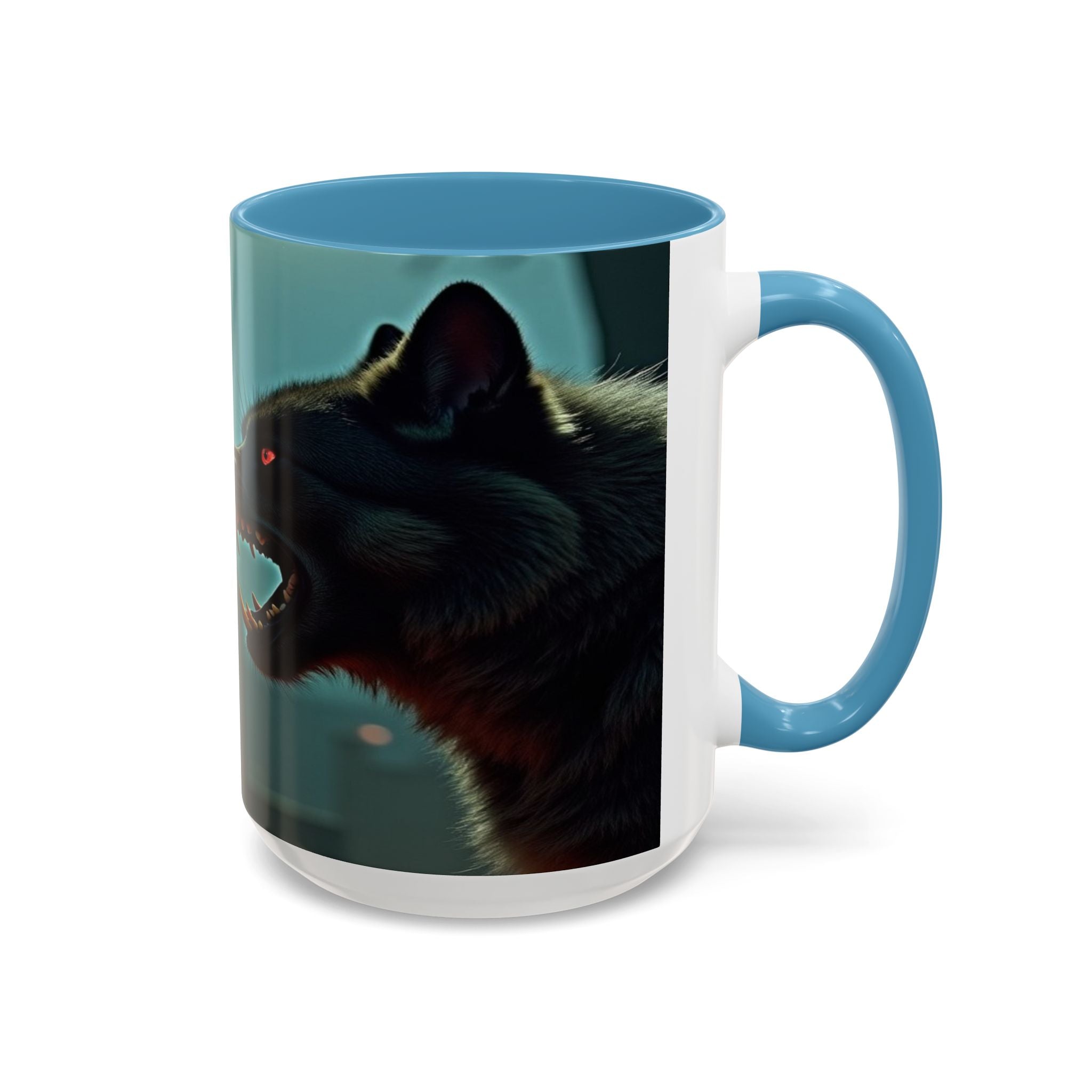 woman vampire and Fierce Werewolf Coffee Mug - 11 & 15oz Accent Mug for horror art lovers