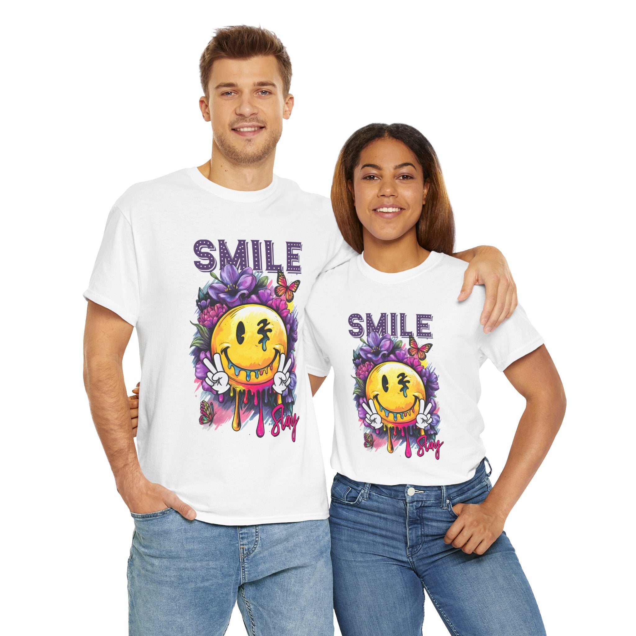 Smile Floral Graphic Tee unisex cotton tee gothic