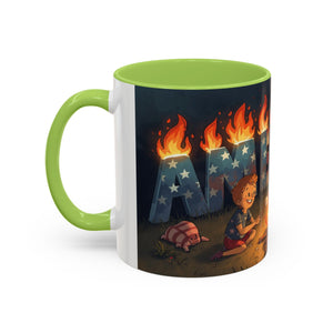 Patriotic Camping Coffee Mug - Fun America Design, Perfect for , Campfire Gatherings, Super for Gifts