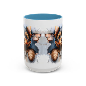 Cute Dog Peeking Coffee Mug, Pet Lover Gift, Yorkshire Terrier Mug, Animal Lover Coffee Cup, Dog-Themed Drinkware, Doggie Mug