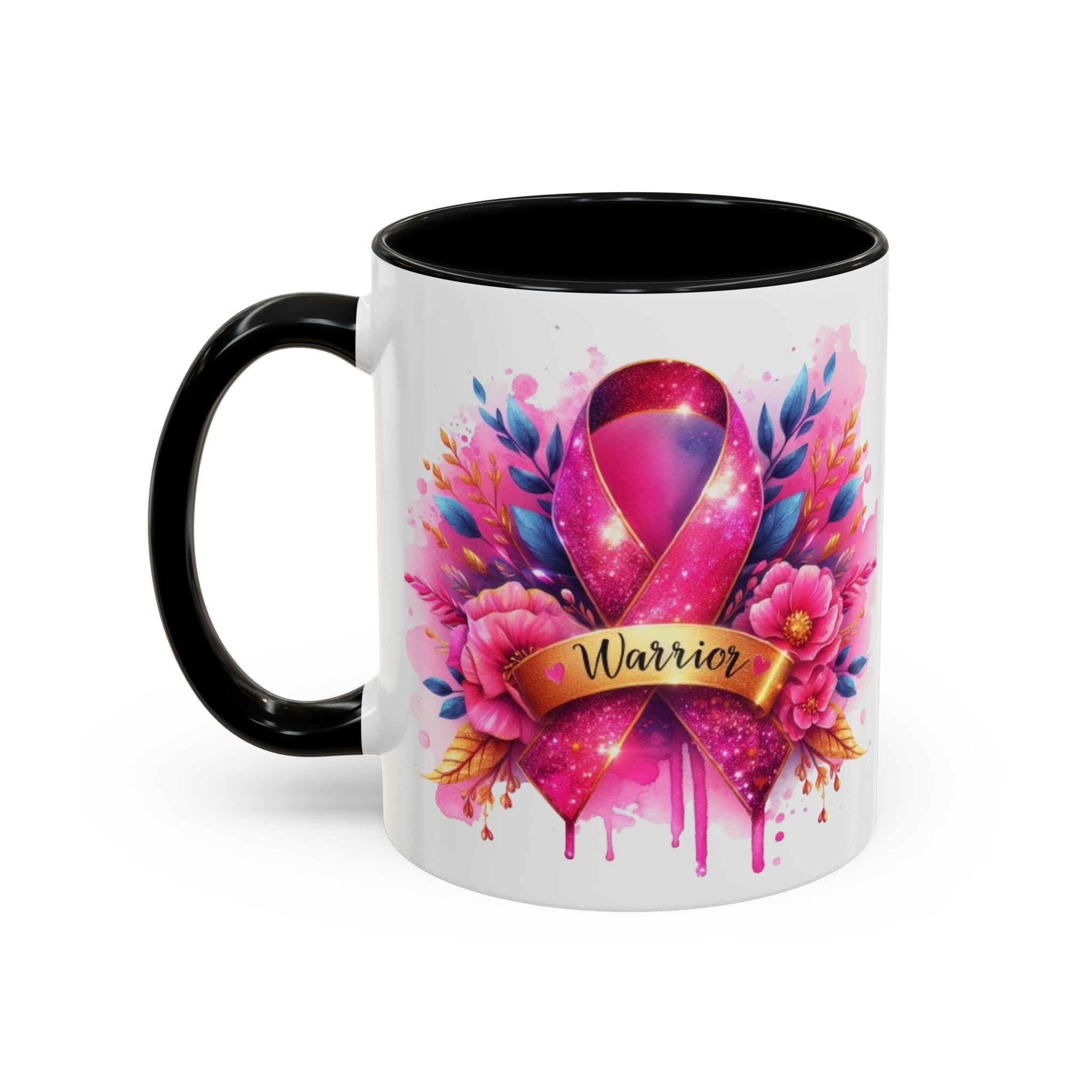 Inspirational Warrior Coffee Mug - Floral Design, Encouragement Gift, Cancer Awareness, Motivational Cup, Supportive Drinkware