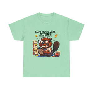 Eager Beaver Unisex Tee: Fun Gift for Book Lovers, Cozy Casual Wear, Quirky Graphic Tee, Perfect for Reading Festivals, Birthday Gift