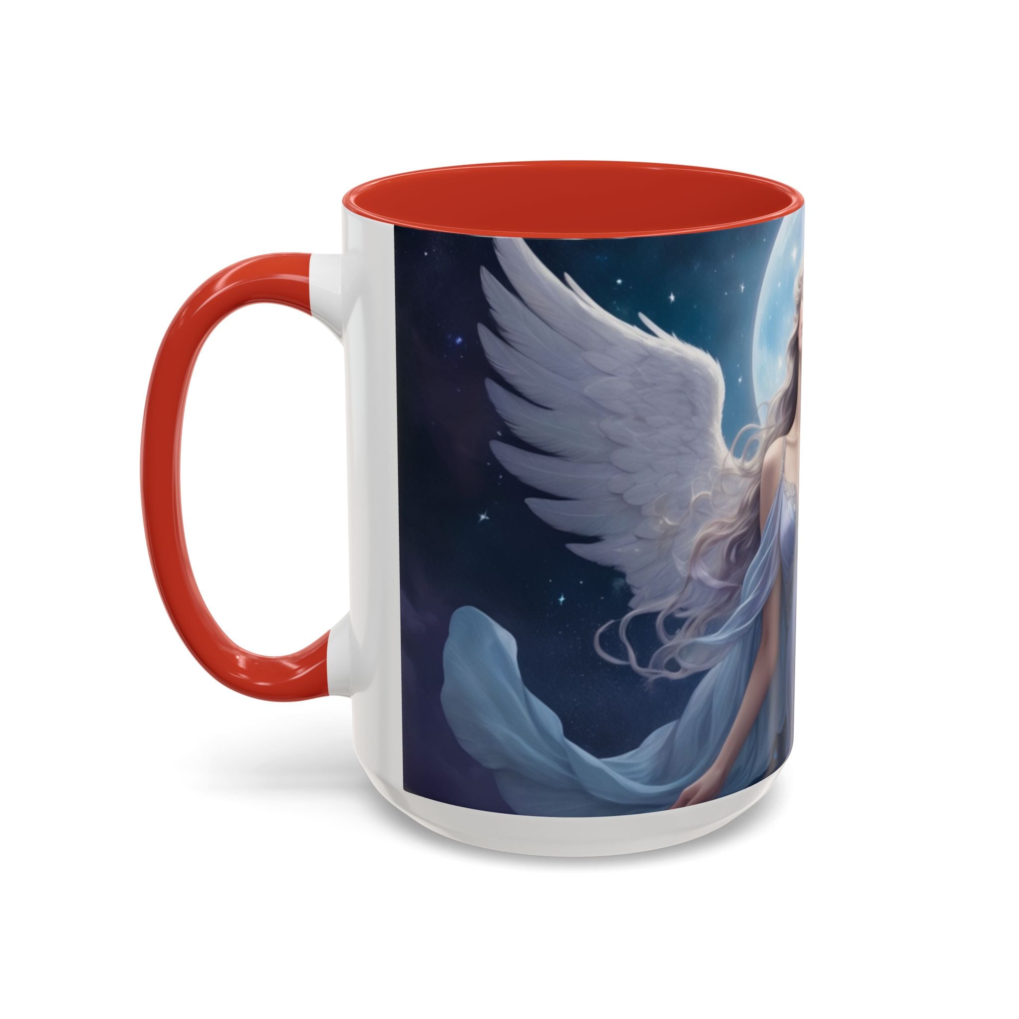 Celestial Angel Accent Coffee Mug - 11 & 15oz, Ethereal Design for Dreamy Coffee Lovers fantasy