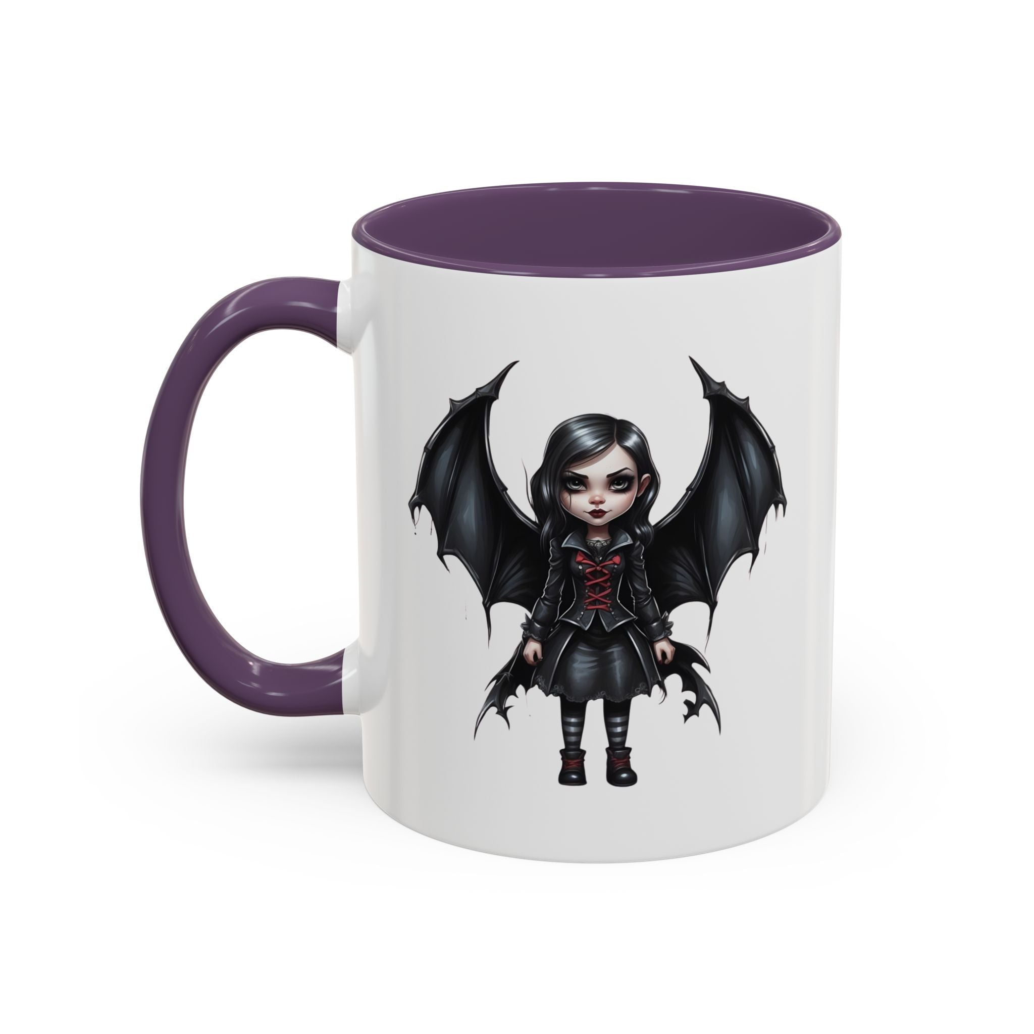 Gothic vampire girl with bat wings horror art Accent Coffee Mug (11, 15oz) vamp18