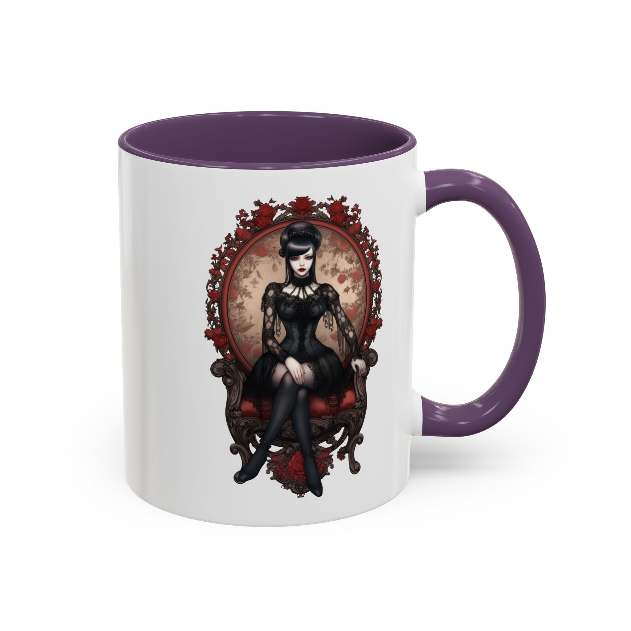 Gothic Elegance Coffee Mug - Unique Black Accent Mug for Witchy Vibes, Perfect Gift for Halloween, Goth Decor, Coffee Lovers, & Spooky