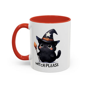 Cute Witch Cat Coffee Mug - Perfect for Halloween, Cat Lover Gift, Witch Please Design, Black Cat Mug, Cozy Drinkware