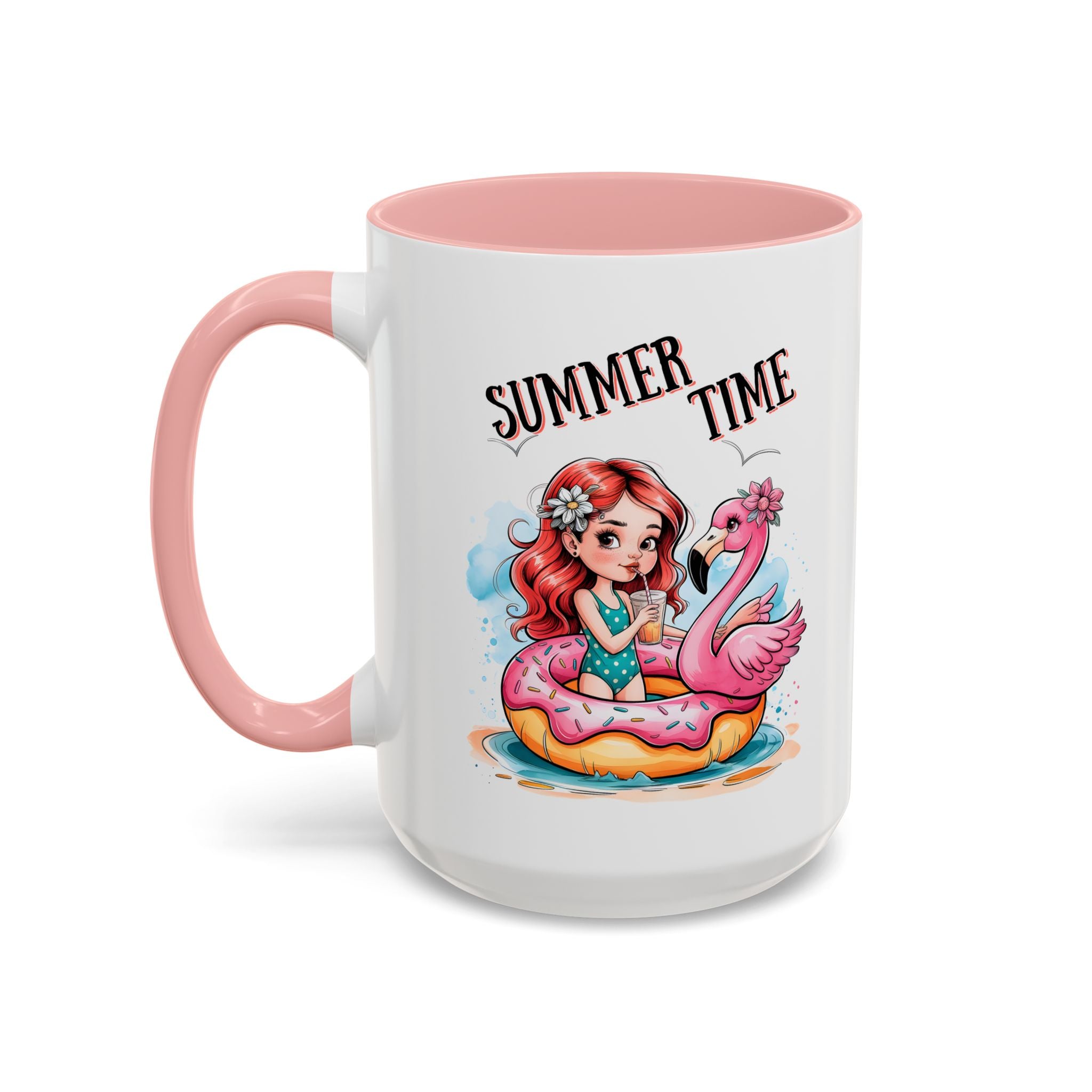 Summer Time Accent Coffee Mug - 11oz & 15oz funny cute girl floating