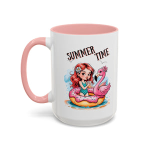 Summer Time Accent Coffee Mug - 11oz & 15oz funny cute girl floating