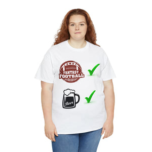 Fantasy football and beer Unisex Heavy Cotton Tee