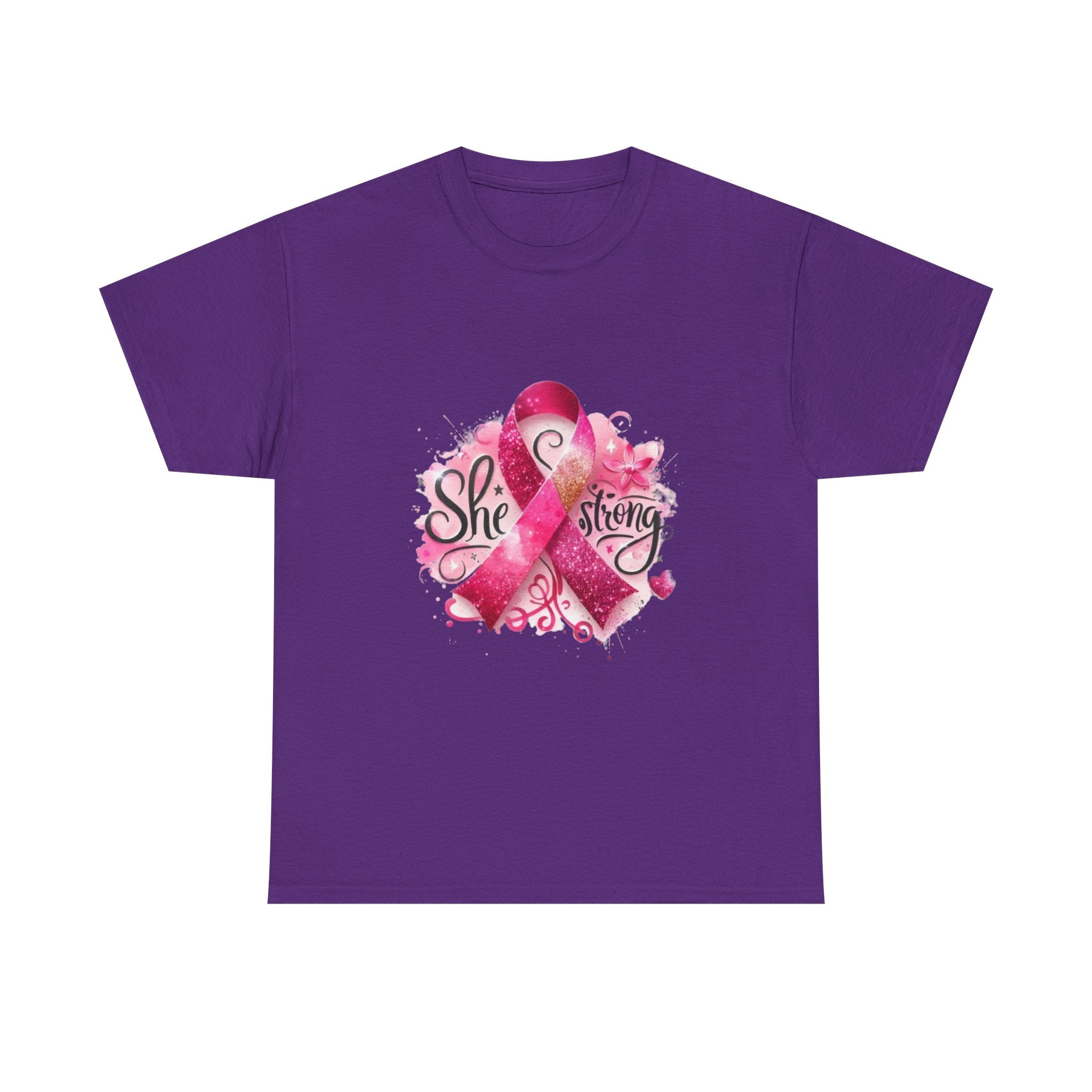Breast Cancer Awareness Tee - She's Strong, Gift for Survivors, Supportive T-Shirt, Awareness Month, Inspirational Apparel