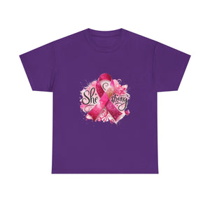 Breast Cancer Awareness Tee - She's Strong, Gift for Survivors, Supportive T-Shirt, Awareness Month, Inspirational Apparel
