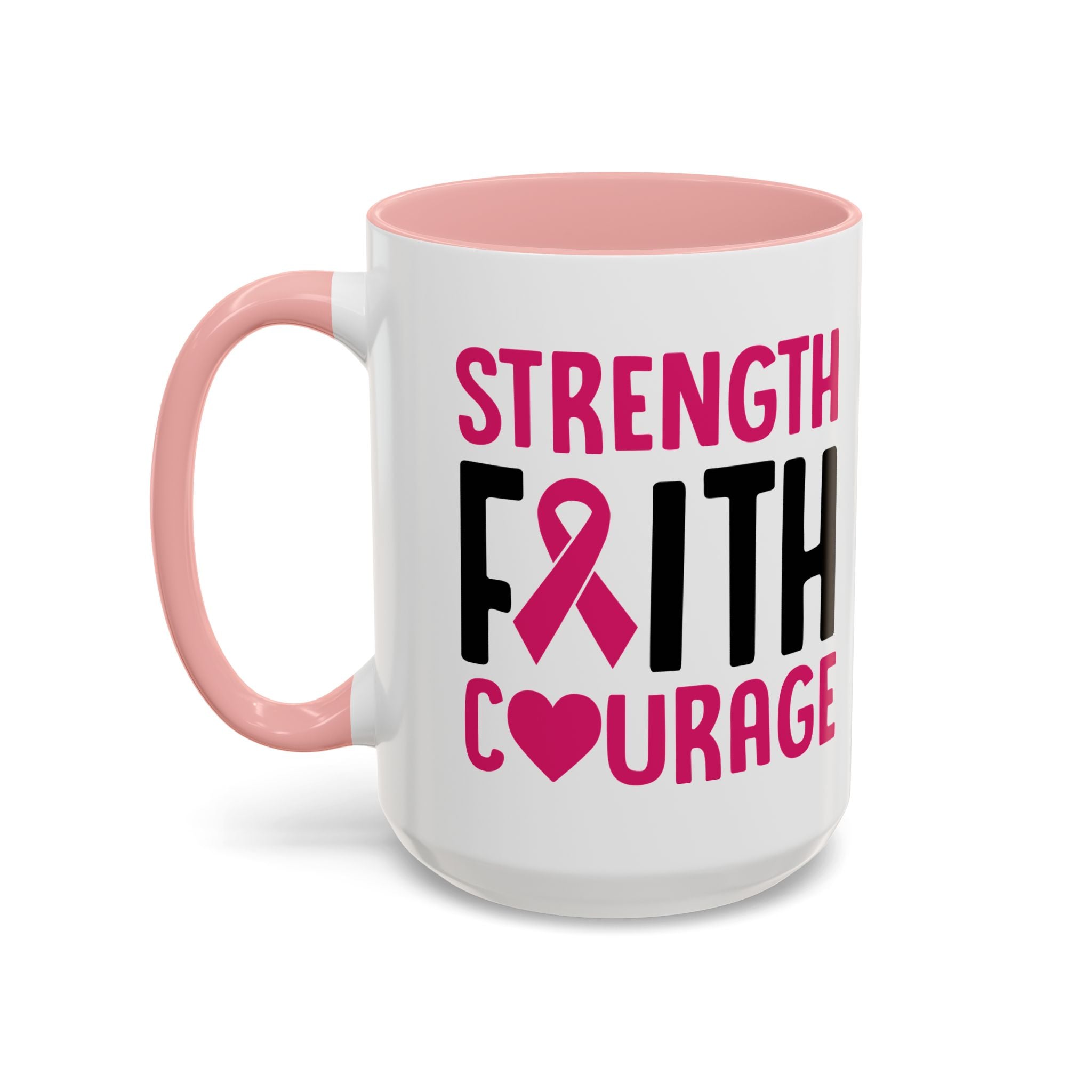 Inspirational Coffee Mug: Strength, Faith, Courage - Gift for Survivors, Awareness Events, Supportive Home Decor, Encouragement