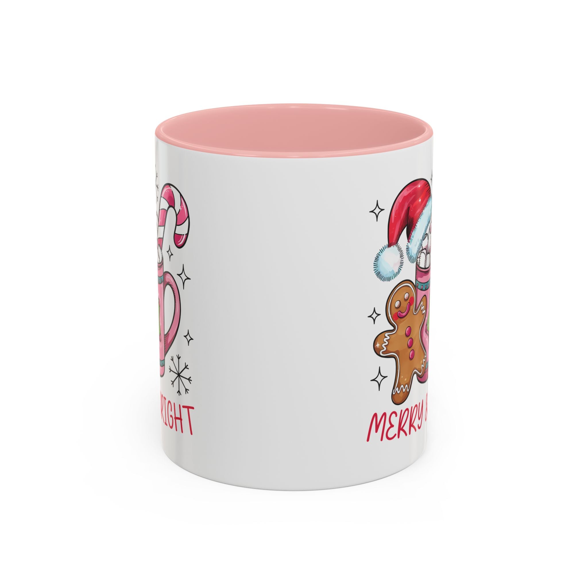 Festive Gingerbread Coffee Mug, Christmas Gift, Holiday Coffee Cup, Merry & Bright Mug, Winter Mug, Hot Chocolate Holder