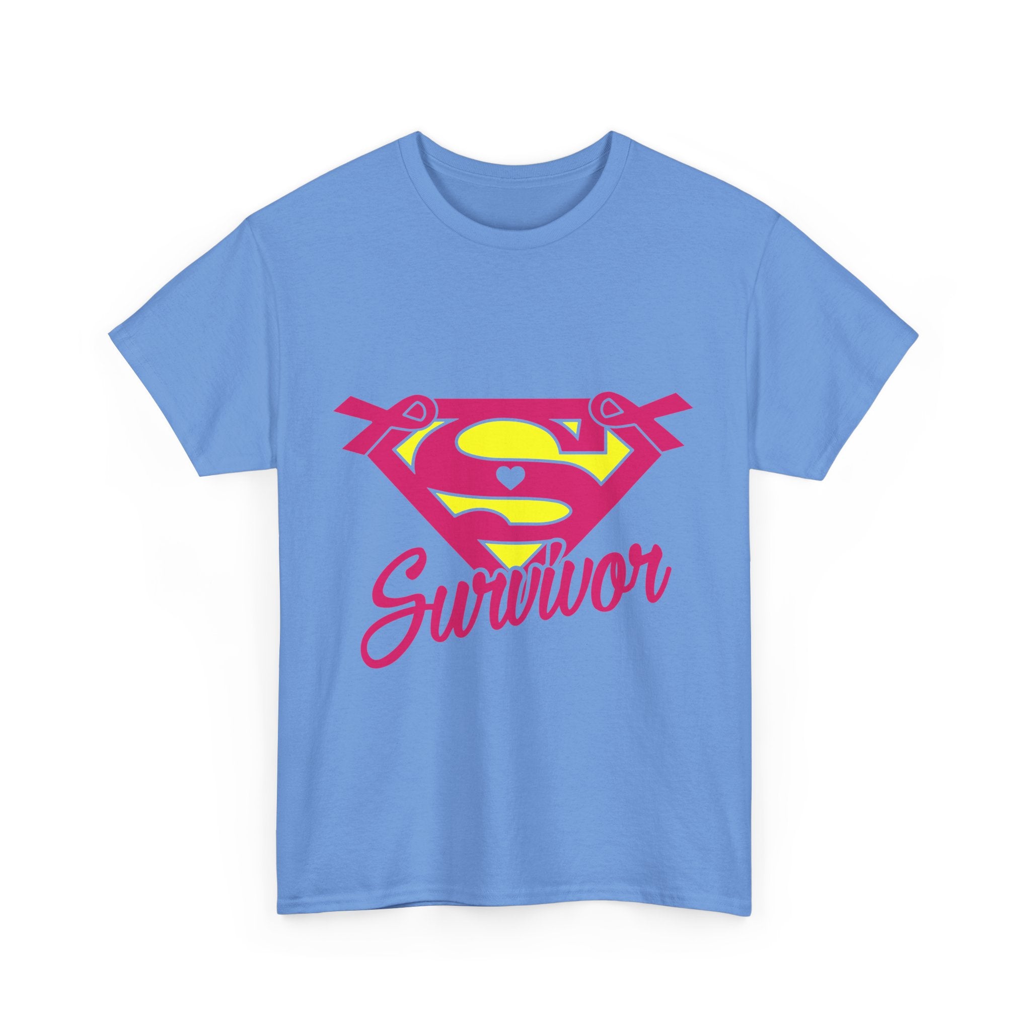 Super Survivor Unisex Heavy Cotton Tee, Support Cancer Awareness Shirt, Inspirational T-Shirt, Gift for Survivors, Motivational Apparel