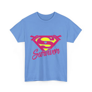 Super Survivor Unisex Heavy Cotton Tee, Support Cancer Awareness Shirt, Inspirational T-Shirt, Gift for Survivors, Motivational Apparel