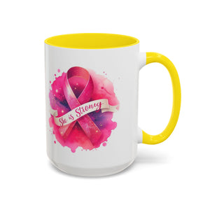 Empowering Pink Ribbon Coffee Mug | She is Strong | Gift for Cancer Awareness, Inspirational Drinkware, Office Mug, Motivational [...]