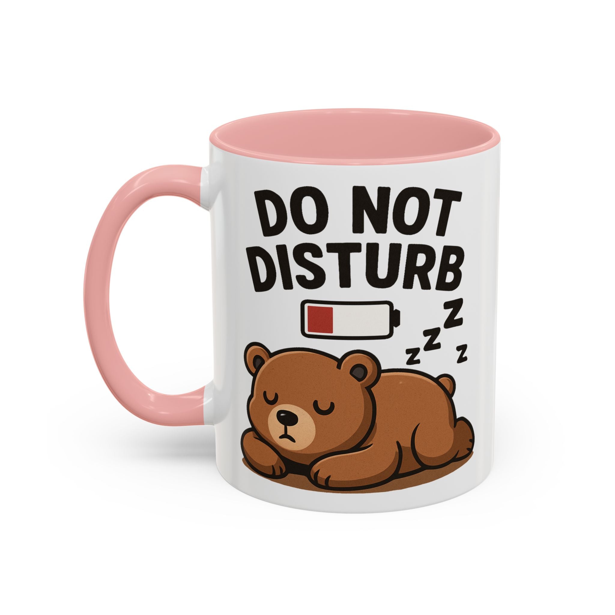 Do Not Disturb Bear Coffee Mug – Low Battery Cute Sleeping Bear Accent Mug (11/15oz)