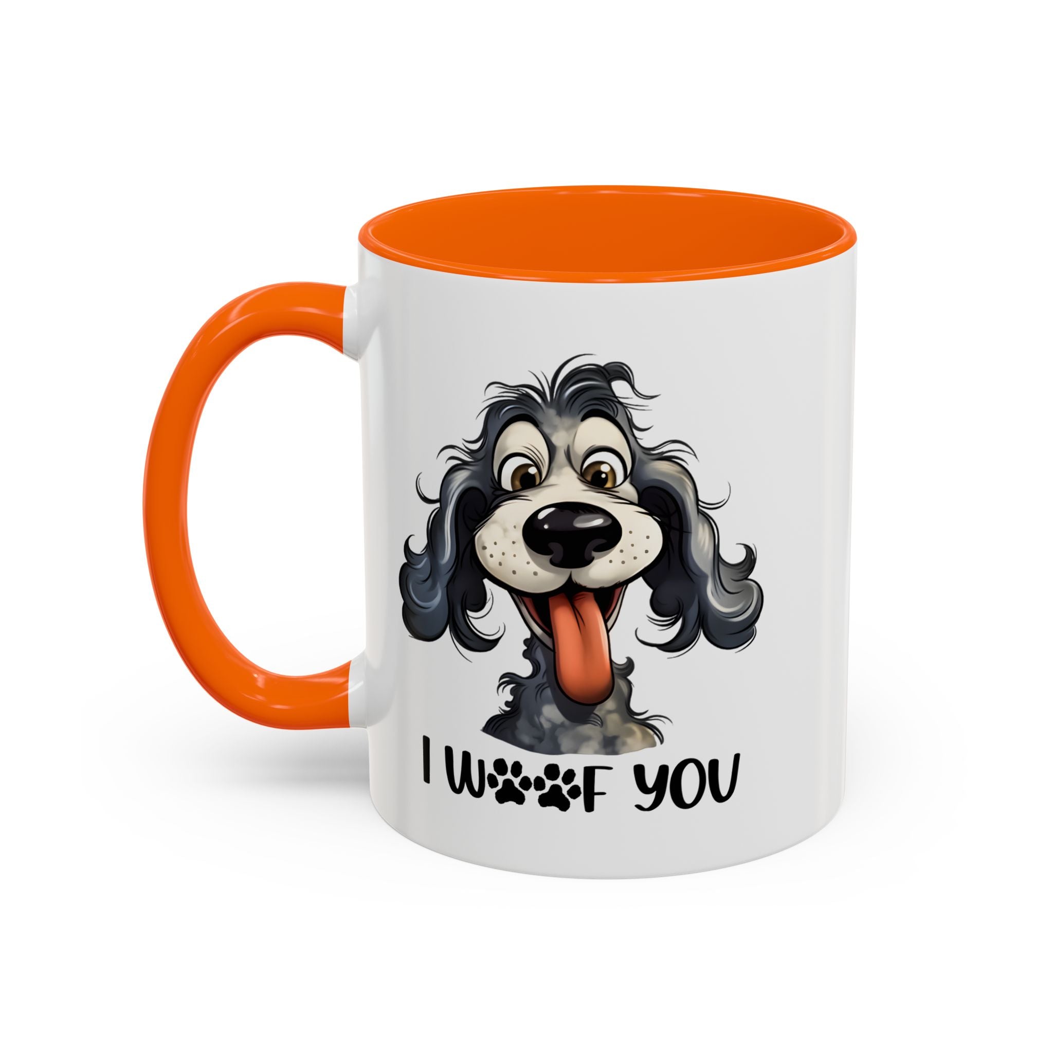 Dog Lover's Accent Coffee Mug - I Woof You, Pet Gift, Animal Lover Cup, Dog Mom Mug, Cute Dog Design, Fun Coffee Cup