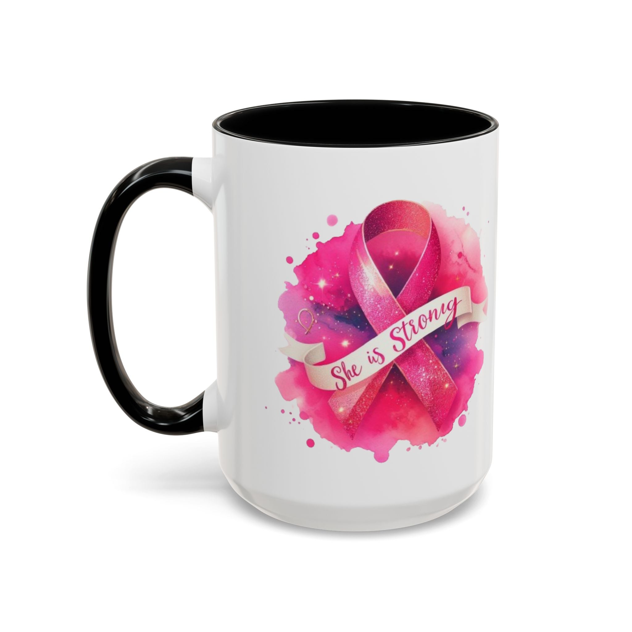 Empowering Pink Ribbon Coffee Mug | She is Strong | Gift for Cancer Awareness, Inspirational Drinkware, Office Mug, Motivational [...]