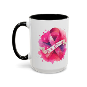 Empowering Pink Ribbon Coffee Mug | She is Strong | Gift for Cancer Awareness, Inspirational Drinkware, Office Mug, Motivational [...]