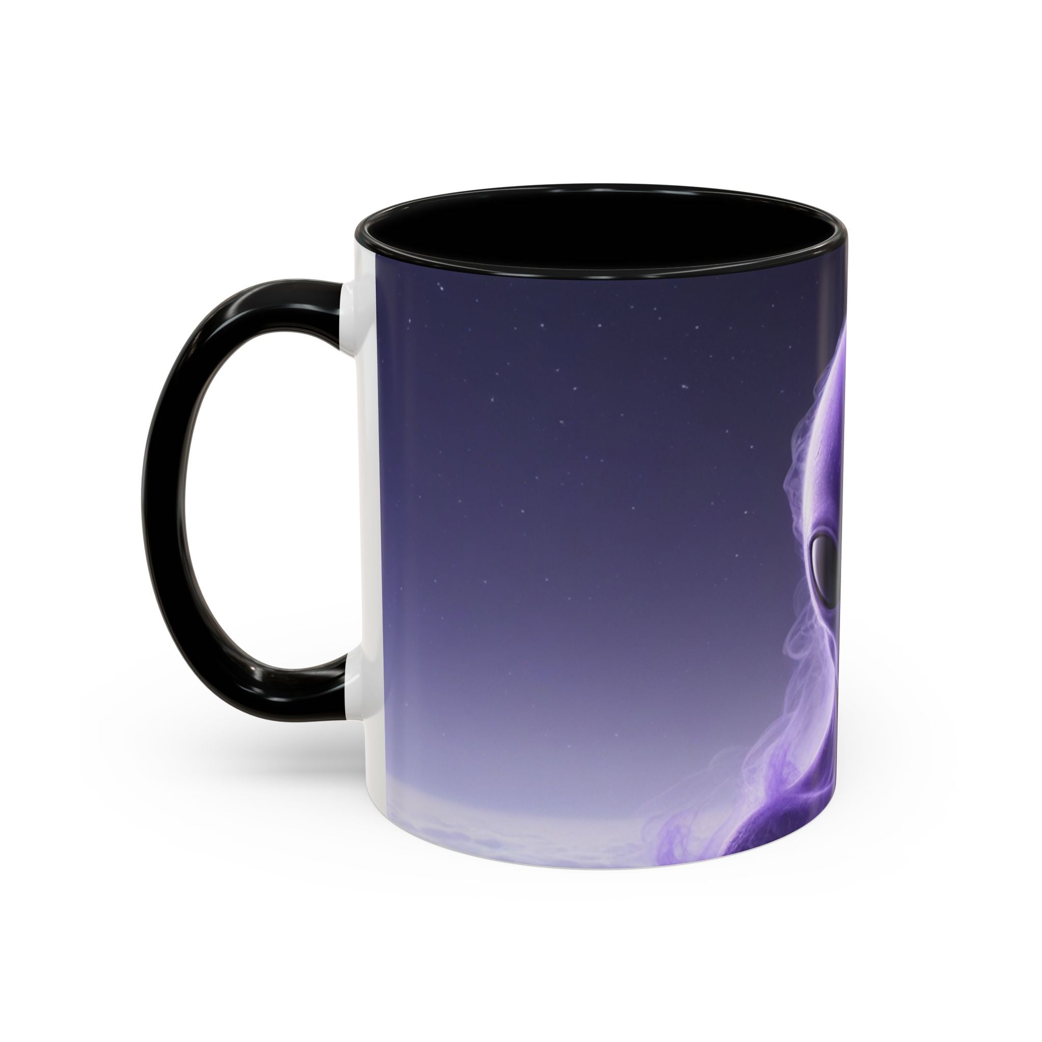 Alien Portrait Accent Coffee Mug — Purple Cosmic Extraterrestrial Art (11/15oz)