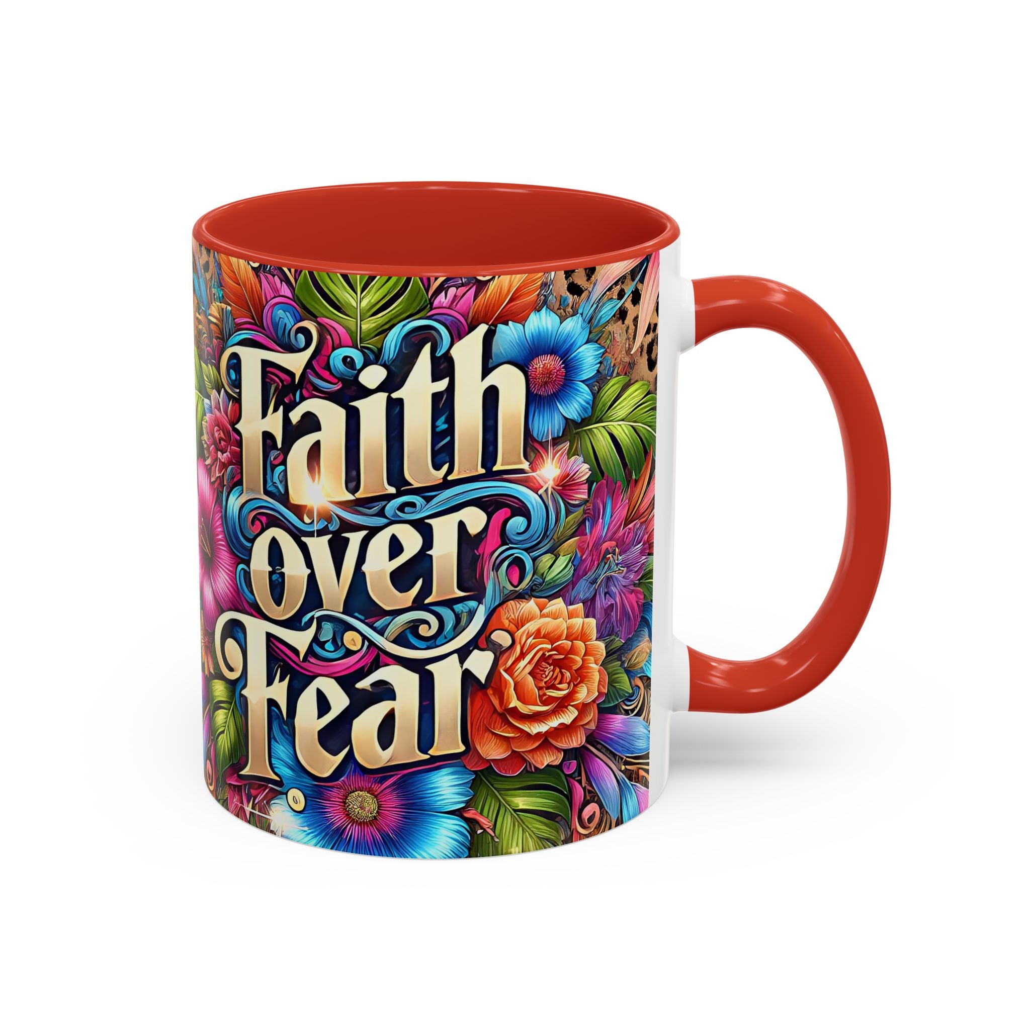 Faith Over Fear Floral Coffee Mug positive mental health