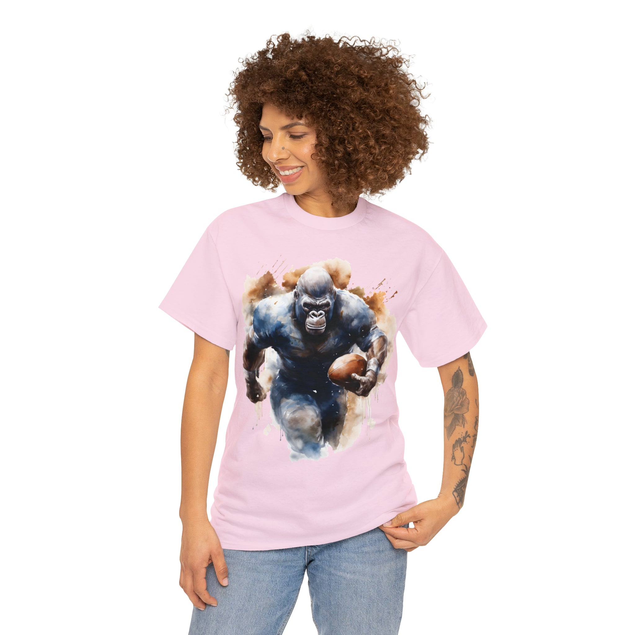 funny Football gorilla t shirt gift Unisex Heavy Cotton Tee